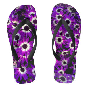 Floral Bright Purple Landscape Bloom Photo Flower Thongs