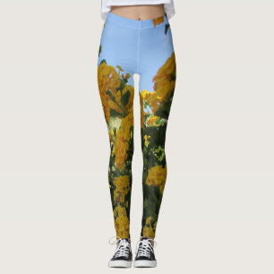 Floral Bright Yellow Landscape Blooms Flower Leggings