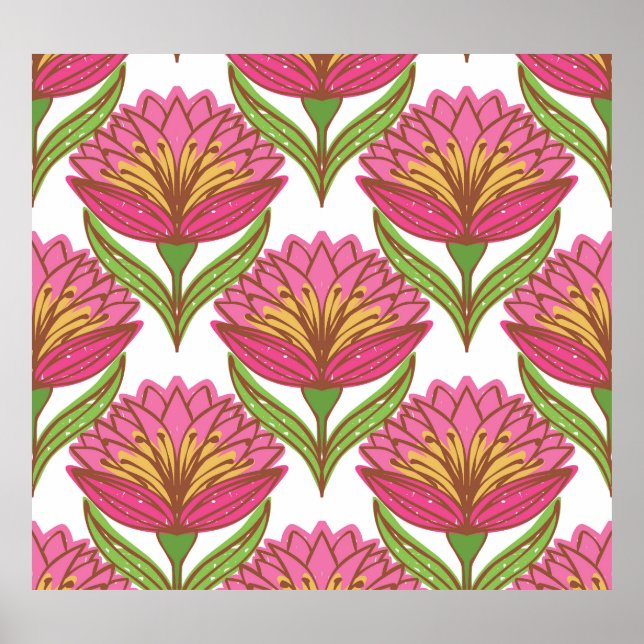 Floral Brightness: Red White Vintage. Poster (Front)