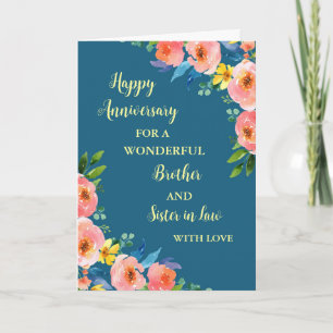 Floral Brother and Sister in Law Anniversary Card