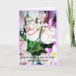 Floral Brother And Wife Personalised Anniversary Card