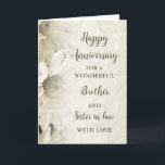 Floral Brother & Sister in Law Anniversary Card<br><div class="desc">Happy wedding anniversary card for brother and sister in law with beautiful white vintage flowers pattern and sentimental verse.</div>