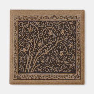 Floral Brown and Black Swirlin Vine Magnet