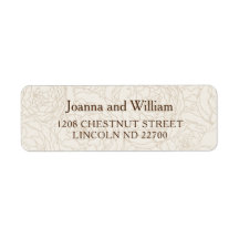 Floral brown elegant wedding return address labels