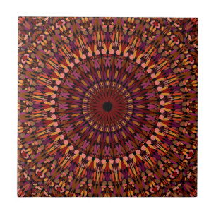 Floral Brown Mandala Design-48566 Ceramic Tile