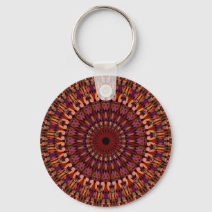 Floral Brown Mandala Design-48566 Key Ring