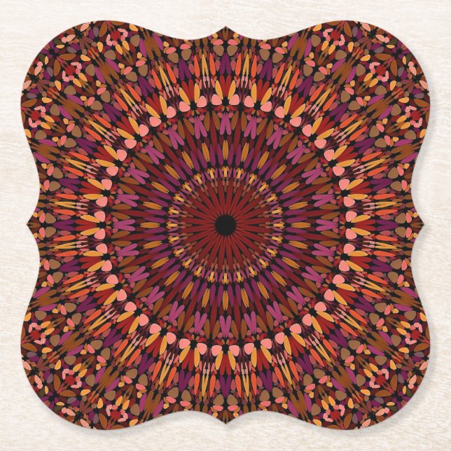 Floral Brown Mandala Design-48566 Paper Coaster (Front)
