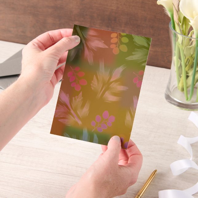 Floral Brown Vellum Invitations (Handheld)