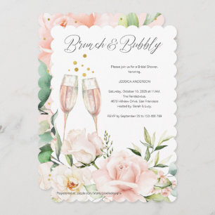 Floral Brunch and bubbly blush pink chic mimosa In Invitation