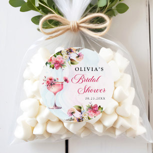 Floral Brunch And Bubbly Bridal Shower Classic Round Sticker