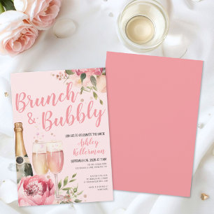 Floral Brunch And Bubbly Bridal Shower Invitation