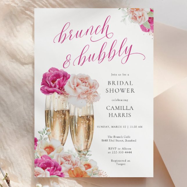 Floral Brunch and Bubbly Bridal Shower Invitation (Creator Uploaded)