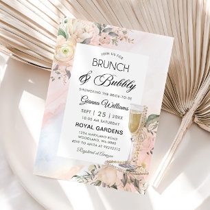 Floral Brunch And Bubbly Bridal Shower Invitation