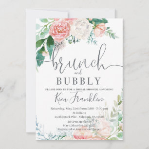 Floral Brunch and Bubbly Bridal Shower Invitations