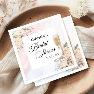 Floral Brunch And Bubbly Bridal Shower Napkin