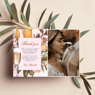 Floral Brunch And Bubbly Bridal Shower Photo Thank You Card