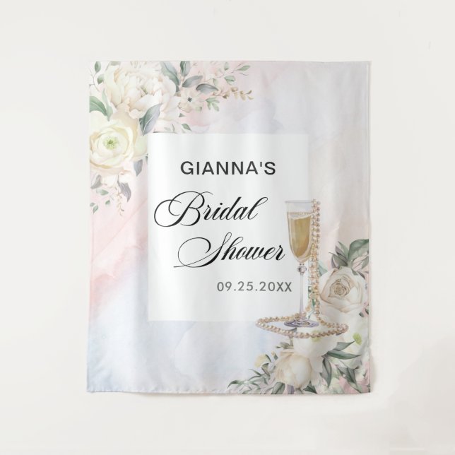 Floral Brunch And Bubbly Bridal Shower Tapestry (Front)