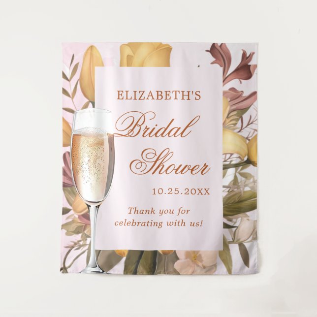 Floral Brunch And Bubbly Bridal Shower Tapestry (Front)