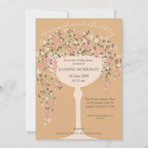Floral Brunch and Bubbly Champagne Bridal Shower Invitation