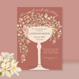 Floral Brunch and Bubbly Champagne Bridal Shower Invitation