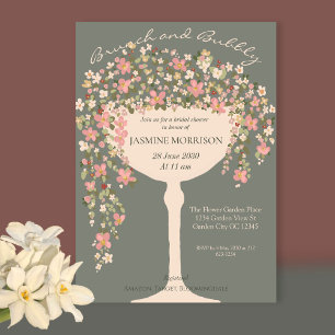 Floral Brunch and Bubbly Champagne Bridal Shower Invitation