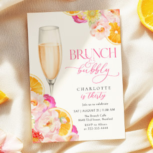 Floral Brunch & Bubbly Birthday Brunch Invitation