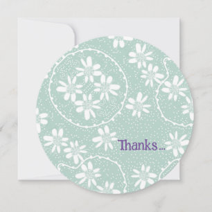 Floral Bubbles Polka Dot Duck Egg Thank You Card