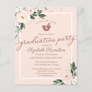 Floral Budget Invitation Pharmacy Grad Party