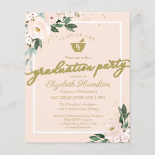 Floral Budget Invitation Pharmacy Grad Party