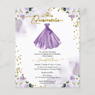 Floral Budget Quinceanera Invitation Bilingual