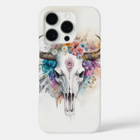 Floral Bull Skull Watercolor Art