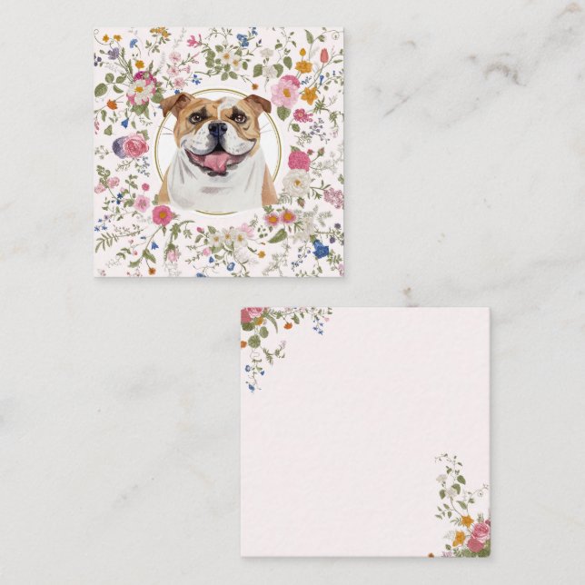 Floral Bulldog Dog Mum Notecard (Front/Back)