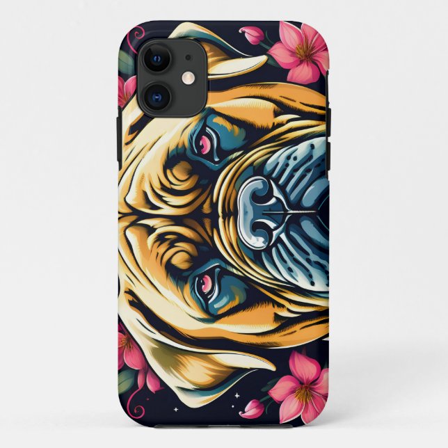 Floral Bullmastiff Dog Case-Mate iPhone Case (Back)