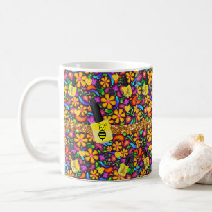 Floral Bumblebee Yellow Nail Polish Mug