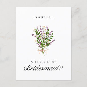 Floral Bunch Lavender Bridesmaid Proposal Postcard
