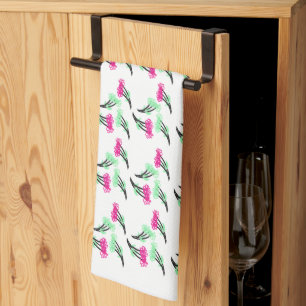 Floral Bunch Pink Green Mum Grandma Tea Towel