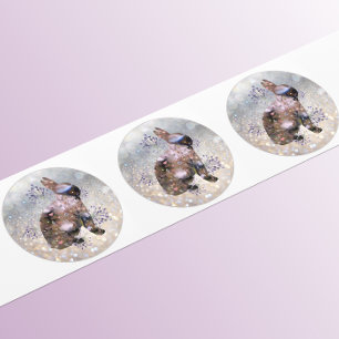 Floral Bunny Classic Round Sticker