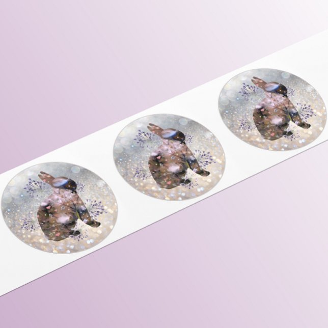 Floral Bunny Classic Round Sticker (Creator Uploaded)