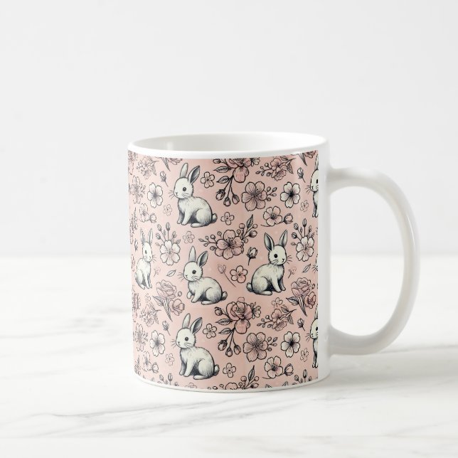 Floral Bunny Doodle Mug – Adorable & Aesthetic (Right)