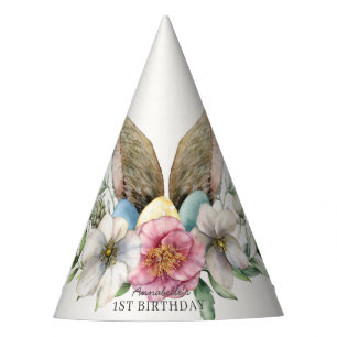 Floral Bunny Ear Birthday Party Hat