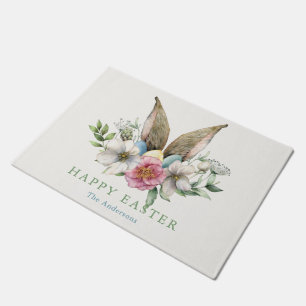 Floral Bunny Ear & Eggs Easter Doormat