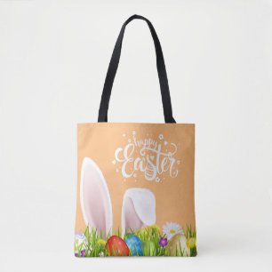 Floral Bunny Ears Happy Easter   Tote Bag