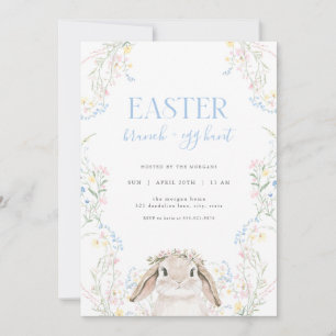 Floral Bunny Easter Brunch & Egg Hunt Invitation