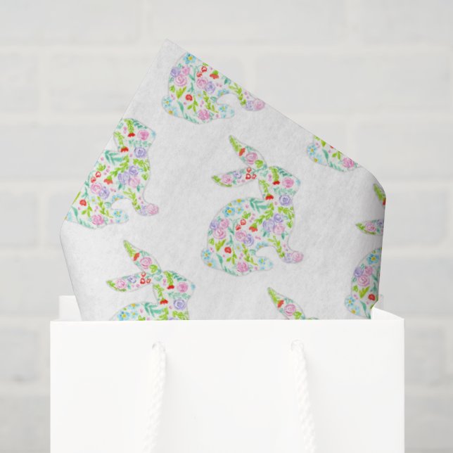 Floral Bunny Happy Easter Spring Colourful Fun Tissue Paper (Gift Bag)