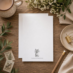 Floral Bunny Minimal Personalised Note Card
