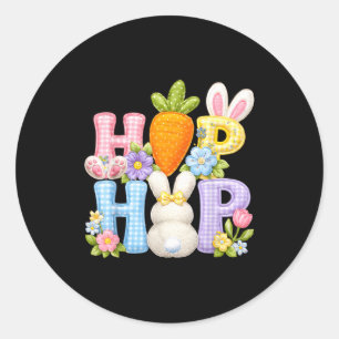 Floral bunny patchwork easter day hip hop spring classic round sticker