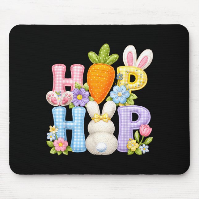 Floral bunny patchwork easter day hip hop spring mouse pad (Front)