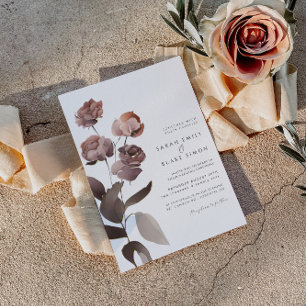 Floral Burgundy and Blush Foil Wedding Invitation