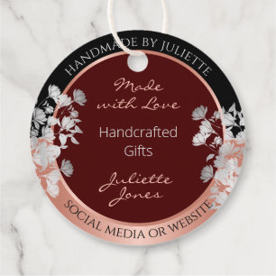Floral Burgundy and Rose Gold Marketing Thank You Favour Tags