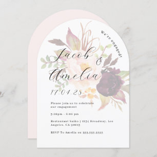 Floral Burgundy Blush Arch Engagement Party   Invitation